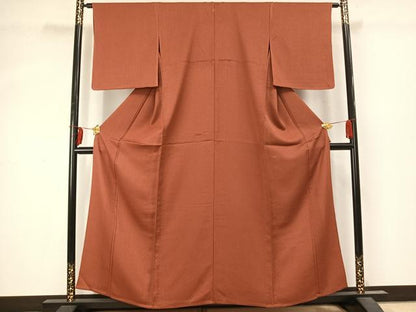 平和屋着物▽上質な色無地 単衣 紅樺色 正絹 逸品 未使用 AABD0028fy