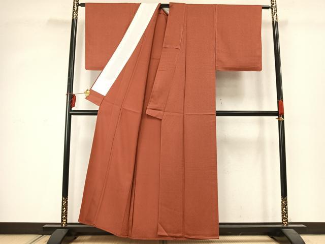 平和屋着物▽上質な色無地 単衣 紅樺色 正絹 逸品 未使用 AABD0028fy