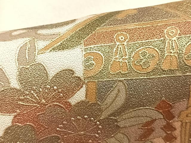 平和屋着物▽訪問着　単衣　風景花文　金彩　正絹　逸品　AABD0029fy