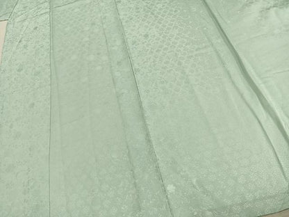 平和屋着物▽上質な色無地 単衣 花丸地紋 錆青磁色 正絹 逸品 AABD0031fy