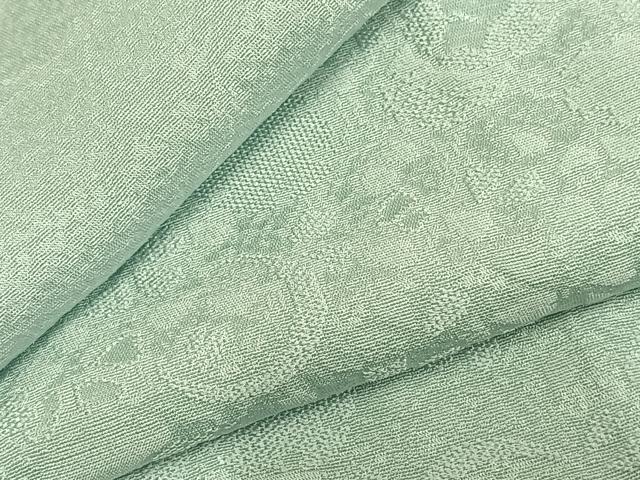 平和屋着物▽上質な色無地 単衣 花丸地紋 錆青磁色 正絹 逸品 AABD0031fy