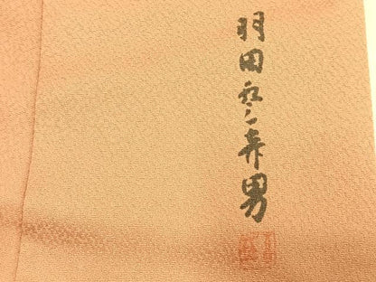 平和屋着物▽人間国宝・羽田登喜男 監修 色無地 単衣 さんび謹製 江戸茶色 ロング丈 洗える着物 AABD0033fy