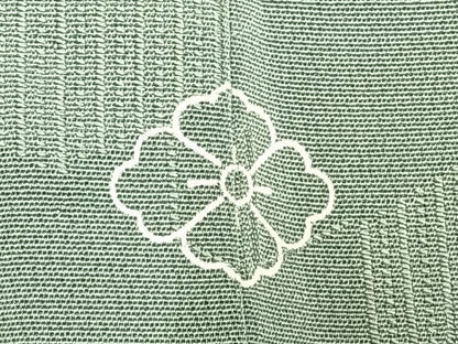 平和屋着物▽上質な色無地 単衣 亀甲重ね地紋 千草色 正絹 逸品 AABD0038fy