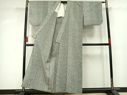 平和屋着物▽上質な紬 単衣 立涌文 正絹 逸品 AABD0042fy