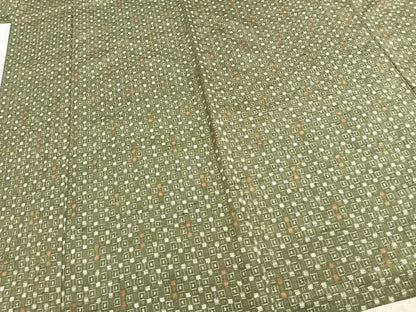 平和屋着物▽上質な紬 単衣 幾何学文様 正絹 逸品 AABD0044fy