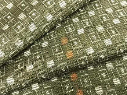 平和屋着物▽上質な紬 単衣 幾何学文様 正絹 逸品 AABD0044fy