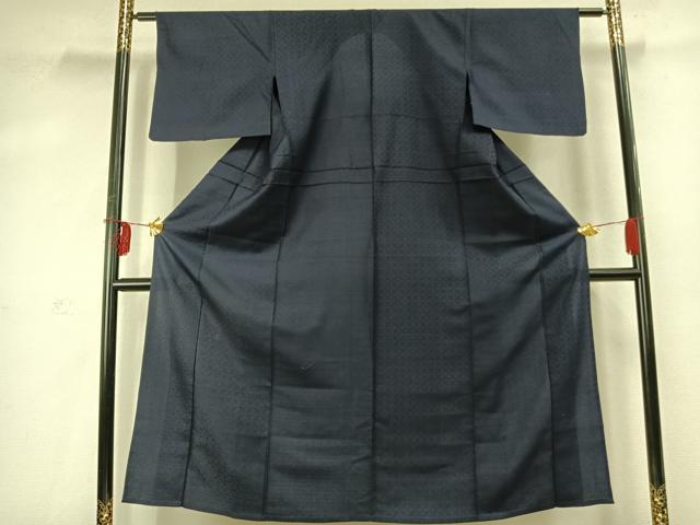 平和屋着物▽上質な色無地　単衣　菱花地紋　赤茶色　正絹　逸品　AABD0045fy