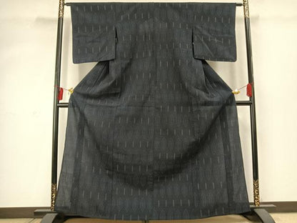 平和屋着物▽本塩沢　単衣　亀甲文様　正絹　逸品　AABD0046fy
