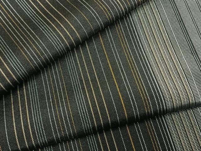 平和屋着物▽上質な紬 単衣 縞 反端付き 正絹 逸品 AABD0047fy
