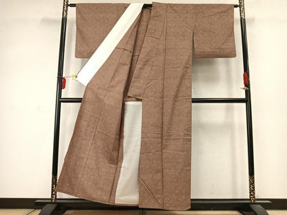 平和屋着物▽上質な紬 単衣 十字絣 正絹 逸品 AABD0051fy