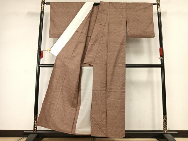 平和屋着物▽上質な紬 単衣 十字絣 正絹 逸品 AABD0051fy