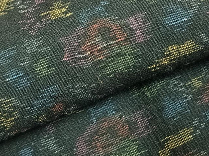 平和屋着物▽結城ちぢみ　単衣　幾何学文様　正絹　逸品　AABD0052fy