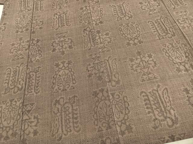 平和屋着物▽結城ちぢみ 単衣 80亀甲 幾何学文様 正絹 逸品 AABD0053fy