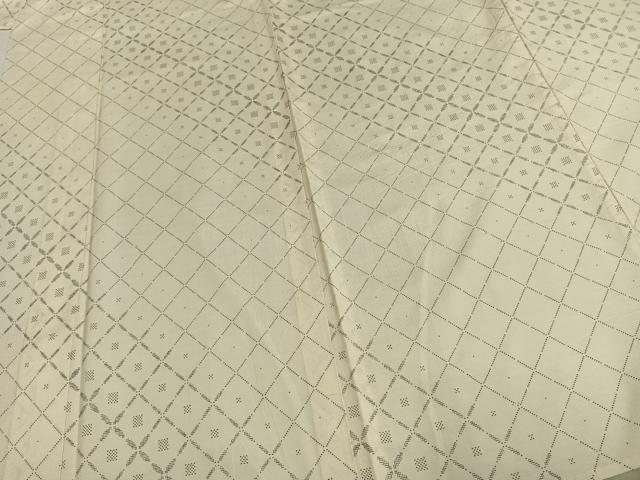 平和屋着物▽本場大島紬 単衣 白大島 菱文 隆紬工場 証紙付き 正絹 逸品 AABD0055fy