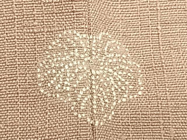 平和屋着物▽上質な紬　単衣　色無地　灰桜色　正絹　逸品　AABD0060fy