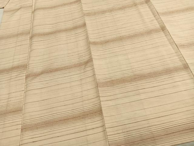 平和屋着物▽上質な紬 単衣 横段文 正絹 逸品 AABD0063fy
