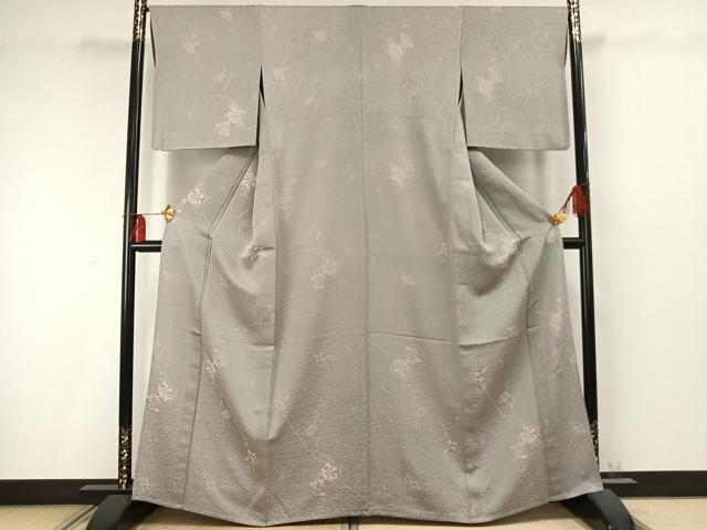 平和屋着物▽上質な小紋　単衣　作家物　草花文　ますいわ屋扱い　正絹　逸品　AABD0064fy