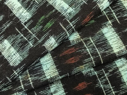 平和屋着物●久留米絣　単衣　市松文様　綿　逸品　AABD0066fy