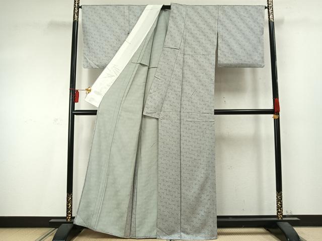 平和屋着物▽上質な小紋 単衣 舞鳥文 正絹 逸品 AABD0070fy