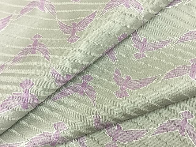 平和屋着物▽上質な小紋 単衣 舞鳥文 正絹 逸品 AABD0070fy