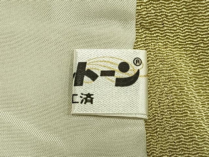 平和屋着物▽上質な小紋 単衣 熨斗花文 金彩 鬼しぼ縮緬 正絹 逸品 AABD0071fy