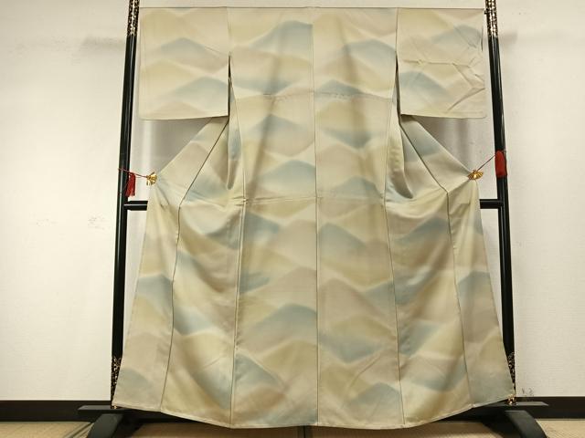 平和屋着物▽江戸小紋 単衣 風景文 暈し染め 正絹 逸品 AABD0072fy