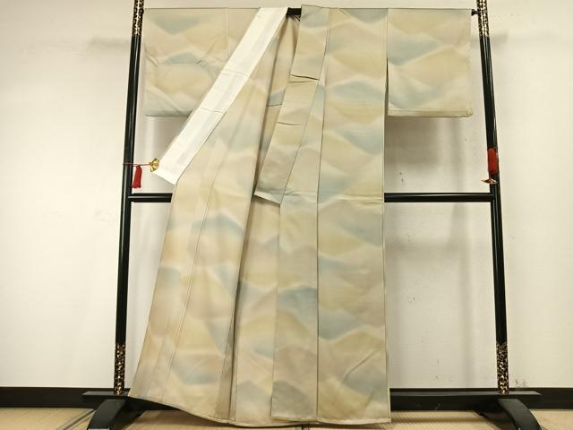 平和屋着物▽江戸小紋 単衣 風景文 暈し染め 正絹 逸品 AABD0072fy