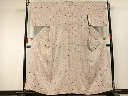 平和屋着物▽上質な小紋 単衣 菱文 正絹 逸品 AABD0073fy