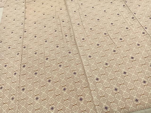 平和屋着物▽上質な小紋 単衣 菱文 正絹 逸品 AABD0073fy