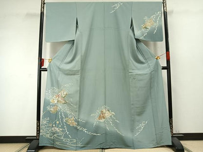 平和屋着物▽訪問着 単衣 風景熨斗花文 金彩 松坂屋扱い 正絹 逸品 AABD0078fy