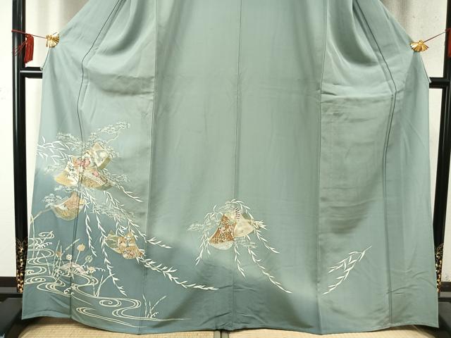 平和屋着物▽訪問着 単衣 風景熨斗花文 金彩 松坂屋扱い 正絹 逸品 AABD0078fy