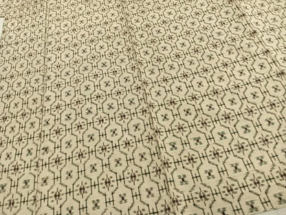 平和屋着物▽上質な紬 単衣 幾何学文様 正絹 逸品 AABD0079fy