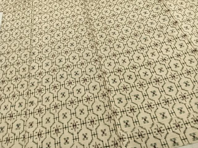 平和屋着物▽上質な紬 単衣 幾何学文様 正絹 逸品 AABD0079fy
