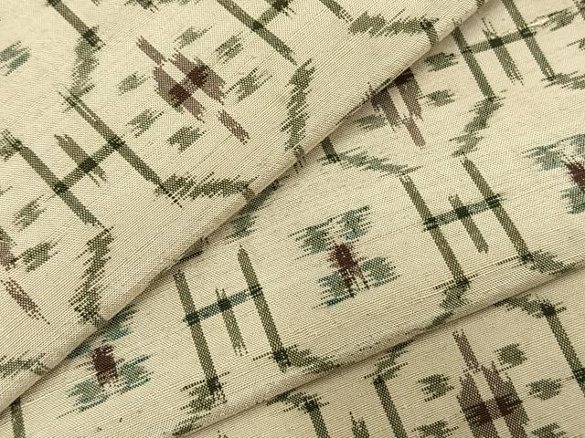 平和屋着物▽上質な紬 単衣 幾何学文様 正絹 逸品 AABD0079fy