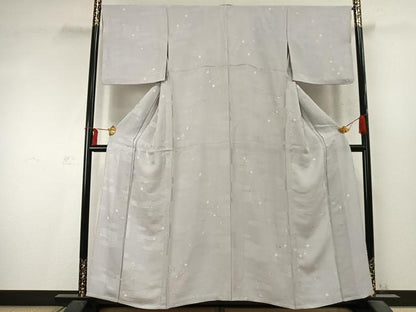 平和屋着物▽上質な小紋 単衣 絞り 散らし文 正絹 逸品 AABD0083fy