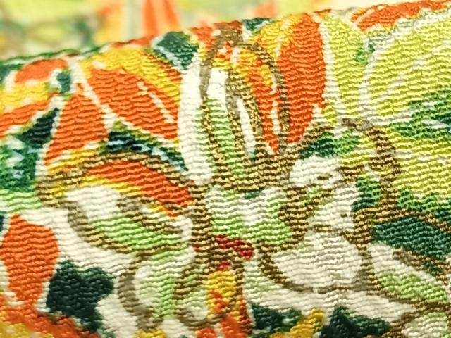 平和屋着物▽上質な小紋　単衣　手描き　草花文　暈し染め　正絹　逸品　AABD0084fy