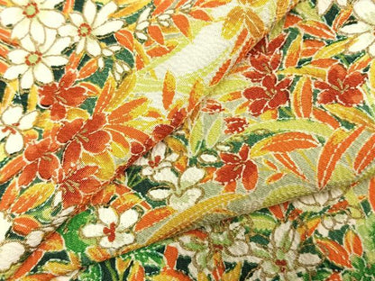 平和屋着物▽上質な小紋　単衣　手描き　草花文　暈し染め　正絹　逸品　AABD0084fy
