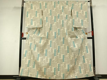 平和屋着物▽本塩沢 単衣 幾何学文様 正絹 逸品 未使用 AABD0085fy