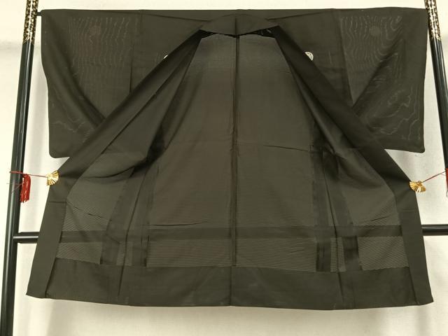 平和屋着物▽男性 黒紋付 長羽織 スリーシーズン 春夏秋 千歳茶色 正絹 逸品 AABD0087fy