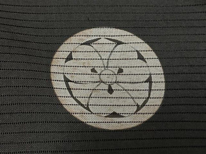 平和屋着物▽男性 黒紋付 長羽織 スリーシーズン 春夏秋 千歳茶色 正絹 逸品 AABD0087fy