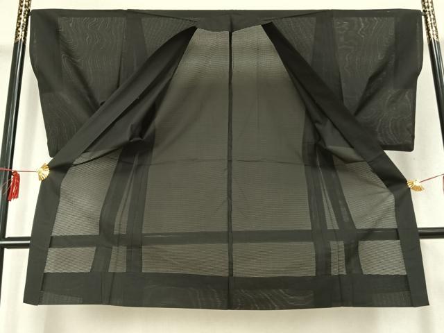 平和屋着物▽男性 長羽織 スリーシーズン 春夏秋 塵除け 黒地 正絹 逸品 AABD0088fy