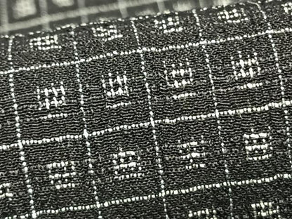 平和屋着物▽お召 単衣 格子 正絹 逸品 AABD0089fy
