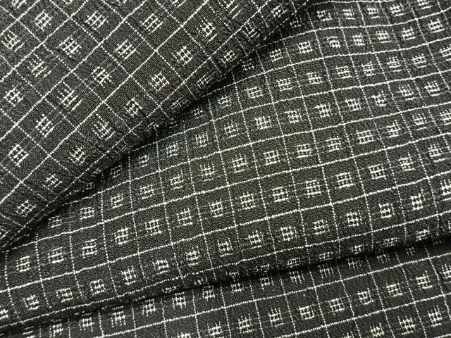 平和屋着物▽お召 単衣 格子 正絹 逸品 AABD0089fy