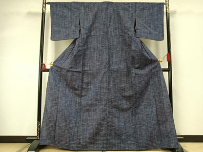 平和屋着物▽上質な紬 単衣 格子 正絹 逸品 AABD0091fy
