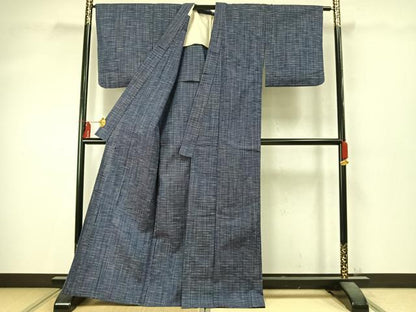 平和屋着物▽上質な紬 単衣 格子 正絹 逸品 AABD0091fy