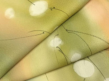 平和屋着物▽上質な小紋 単衣 手描き 枝花文 暈し染め 正絹 逸品 AABD0096fy