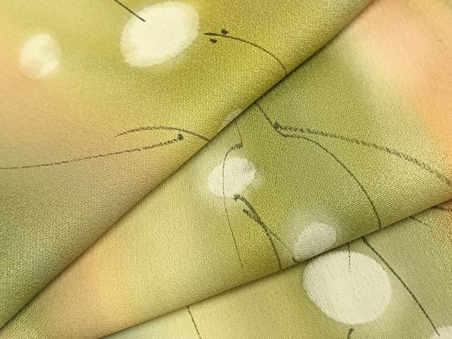 平和屋着物▽上質な小紋 単衣 手描き 枝花文 暈し染め 正絹 逸品 AABD0096fy