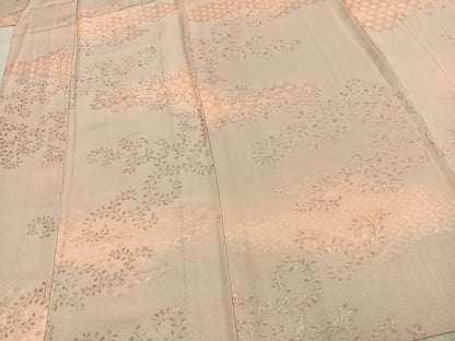 平和屋着物▽上質な小紋　単衣　唐草花文　地紋起こし　正絹　逸品　AABD0100fy