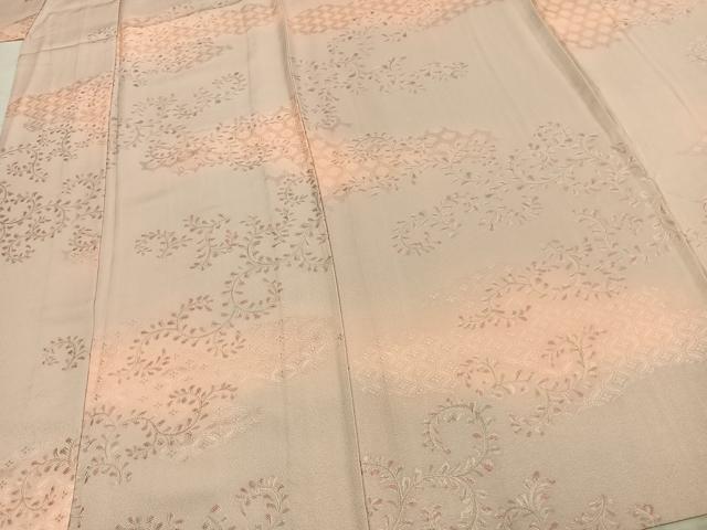 平和屋着物▽上質な小紋　単衣　唐草花文　地紋起こし　正絹　逸品　AABD0100fy