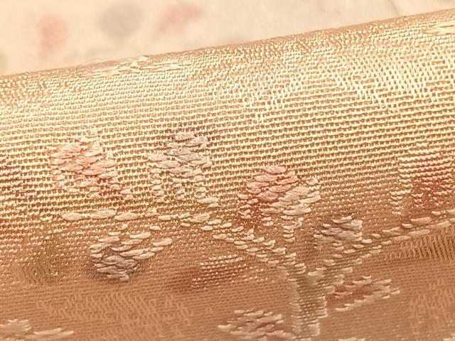 平和屋着物▽上質な小紋　単衣　唐草花文　地紋起こし　正絹　逸品　AABD0100fy